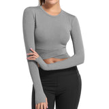 VERTVIE Tight  Yoga Shirts Women Short Sleeve Cropped Gym Tops Fitness  Running Workout Sport T-Shirts Sports Wear