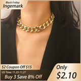 Punk Miami Cuban Choker Necklace Collar Statement Hip Hop Big Chunky Aluminum Gold Color Thick Chain Necklace Women Jewelry
