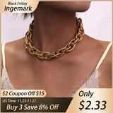 High Quality Punk Lock Choker Necklace Pendant Women Collar Statement Brand Gold Color Chunky Thick Chain Necklace Steampunk Men