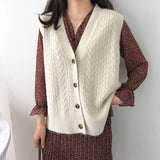 New Vest Women Solid Short Loose Trendy Korean Style Sleeveless Knitted V-Neck All-match Female Coats Simple Leisure Outwear