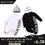 PatPat 2020 Hot Sale Autumn Winter Baby Boy MINI BOSS Baby Rompers with Hat Baby Girl Boy One Pieces Jumpsuits Baby Clothing