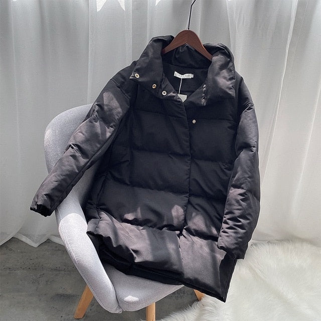 Tangada Women Amy Green Oversize Long Parkas Thick 2020 Winter Long Sleeve Buttons Pockets Female Warm  Coat ASF73