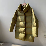 Tangada Women Amy Green Oversize Long Parkas Thick 2020 Winter Long Sleeve Buttons Pockets Female Warm  Coat ASF73