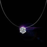 Invisible Fishing Line Pendant Necklace 8mm Crystal Zircon Chokers Necklace for Women Wedding Gift Jewelry New Year Gift
