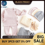 Baby Boy Girl Clothes Sets Autumn Winter Solid Newborn Baby Girl Clothing Long Sleeve Tops + Pants Outfits Casual Baby Pajamas