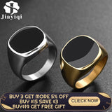 Jiayiqi Men's Ring Punk Rock Smooth 316L Stainless Steel Signet Ring For Men Hip Hop Party Jewelry Wholesale Male Wedding Anel