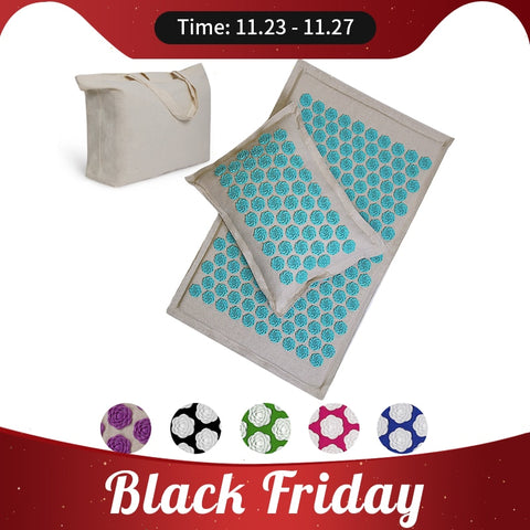 Spike Mat Acupressure Mat, Massage Mat Acupuncture Pillow Set Yoga Mat Needle Relieve Back, Neck and Sciatic Pain, Relax Muscles