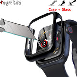 Screen Protector case For apple Watch 44mm 40mm iWatch 6 5 4 3 42mm 38mm Tempered Glass+cover bumper for apple watch Accessories