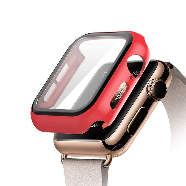 Screen Protector case For apple Watch 44mm 40mm iWatch 6 5 4 3 42mm 38mm Tempered Glass+cover bumper for apple watch Accessories