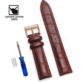 Genuine Leather Watchbands 12/14/16/18/19/20/22/24 mm Watch Steel Pin buckle Band Strap High Quality Wrist Belt Bracelet + Tool