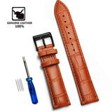 Genuine Leather Watchbands 12/14/16/18/19/20/22/24 mm Watch Steel Pin buckle Band Strap High Quality Wrist Belt Bracelet + Tool