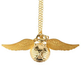 Luxury Golden Snitch Ball Sweater Pendant Quartz Pocket Watch Necklace Lovely Cute Fob Pocket Chain Clock for Boys Girls Kids