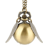 Luxury Golden Snitch Ball Sweater Pendant Quartz Pocket Watch Necklace Lovely Cute Fob Pocket Chain Clock for Boys Girls Kids