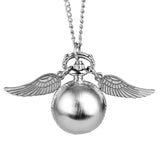 Luxury Golden Snitch Ball Sweater Pendant Quartz Pocket Watch Necklace Lovely Cute Fob Pocket Chain Clock for Boys Girls Kids