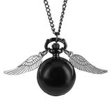 Luxury Golden Snitch Ball Sweater Pendant Quartz Pocket Watch Necklace Lovely Cute Fob Pocket Chain Clock for Boys Girls Kids