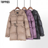 Toppies winter hooded Jacket Coat Women Parkas belt puffer jacket oversized outwear women clothing 2020