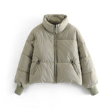 Tangada Women Solid Khaki Oversize Parkas Thick 2019 Winter Zipper Pockets Female Warm Elegant Coat Jacket 6A120