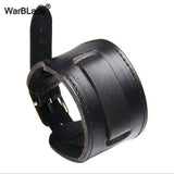 WarBLade New Fashion Men Wide Genuine Leather Bracelet Brown Wide Cuff Bracelets & Bangles Vintage Punk Wristband Men Jewelry
