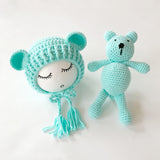 Newborn Baby Hats Photography Props Girls Boys Crochet Knit Costumes Caps With Ear Bear Toys+Hats 2Pcs Cute Gifts For Baby