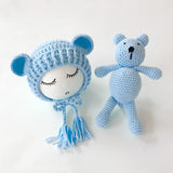 Newborn Baby Hats Photography Props Girls Boys Crochet Knit Costumes Caps With Ear Bear Toys+Hats 2Pcs Cute Gifts For Baby
