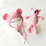 Newborn Baby Hats Photography Props Girls Boys Crochet Knit Costumes Caps With Ear Bear Toys+Hats 2Pcs Cute Gifts For Baby