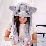 Girls Animals Ear Moving Jumping Hats Children Women Warm Plush Rabbit Winter Caps Kids Cute Bunny Fuzzy Pinch Airbag Funny Hats