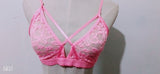 Women Sexy Cross Bandage Crop Tank Top Floral Sheer Lace Bra Seamless Bralette Bustier