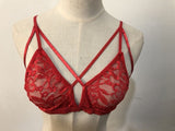 Women Sexy Cross Bandage Crop Tank Top Floral Sheer Lace Bra Seamless Bralette Bustier