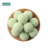 Bopoobo 20mm 10pcs Wooden Crochet Beads Chewable Beads DIY Wooden Teething Knitting Beads Jewelry Crib Sensory Toy Baby Teether