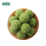Bopoobo 20mm 10pcs Wooden Crochet Beads Chewable Beads DIY Wooden Teething Knitting Beads Jewelry Crib Sensory Toy Baby Teether