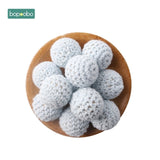 Bopoobo 20mm 10pcs Wooden Crochet Beads Chewable Beads DIY Wooden Teething Knitting Beads Jewelry Crib Sensory Toy Baby Teether