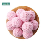 Bopoobo 20mm 10pcs Wooden Crochet Beads Chewable Beads DIY Wooden Teething Knitting Beads Jewelry Crib Sensory Toy Baby Teether