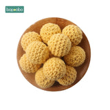 Bopoobo 20mm 10pcs Wooden Crochet Beads Chewable Beads DIY Wooden Teething Knitting Beads Jewelry Crib Sensory Toy Baby Teether